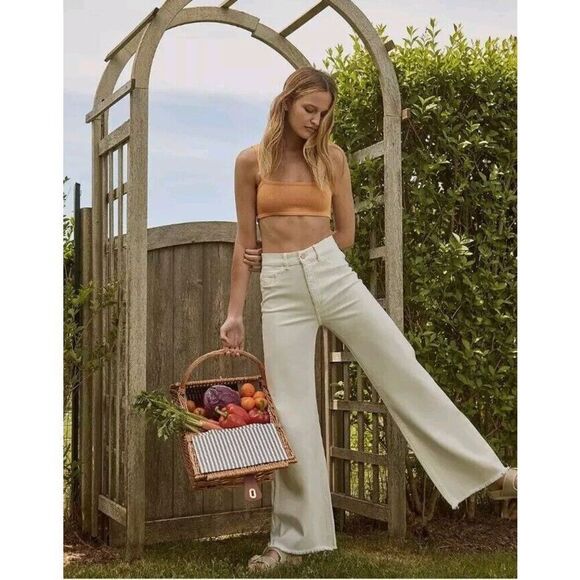 DL1961 Hepburn Wide Leg High Rise Vintage Jeans-Eggshell Size 20W NWT MSRP $199 - Picture 7 of 16